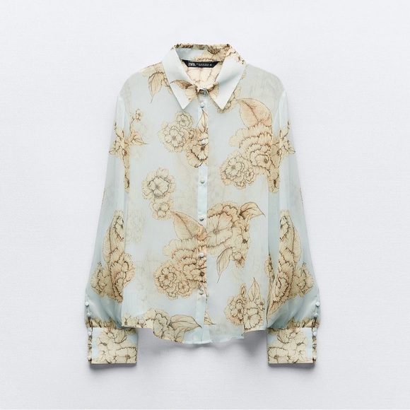 ZARA FLORAL PRINT SHIRT - Picture 3 of 6